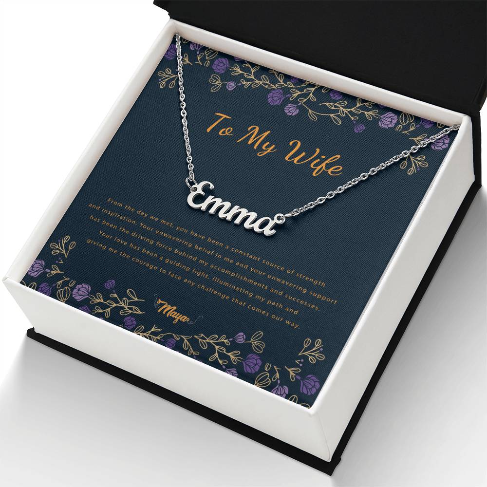 Cursive Custom Personalized Name Pendant Necklace - To My Wife