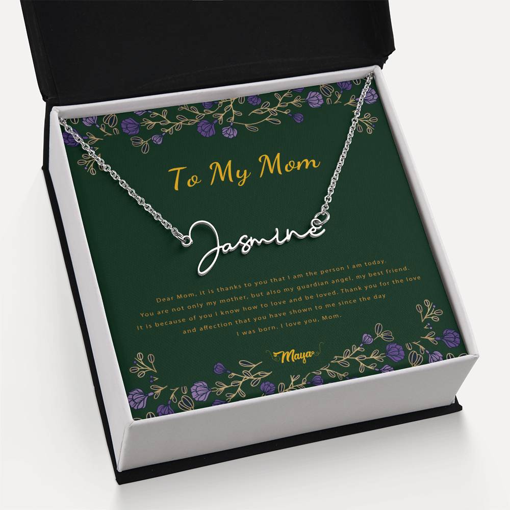 Signature Style Custom Personalized Name Pendant Necklace - To My Mom