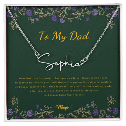 Signature Style Custom Personalized Name Pendant Necklace - To My Dad