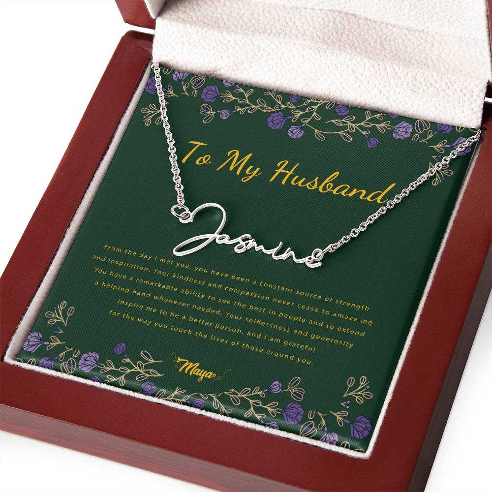 Signature Style Custom Personalized Name Pendant Necklace - To My Husband