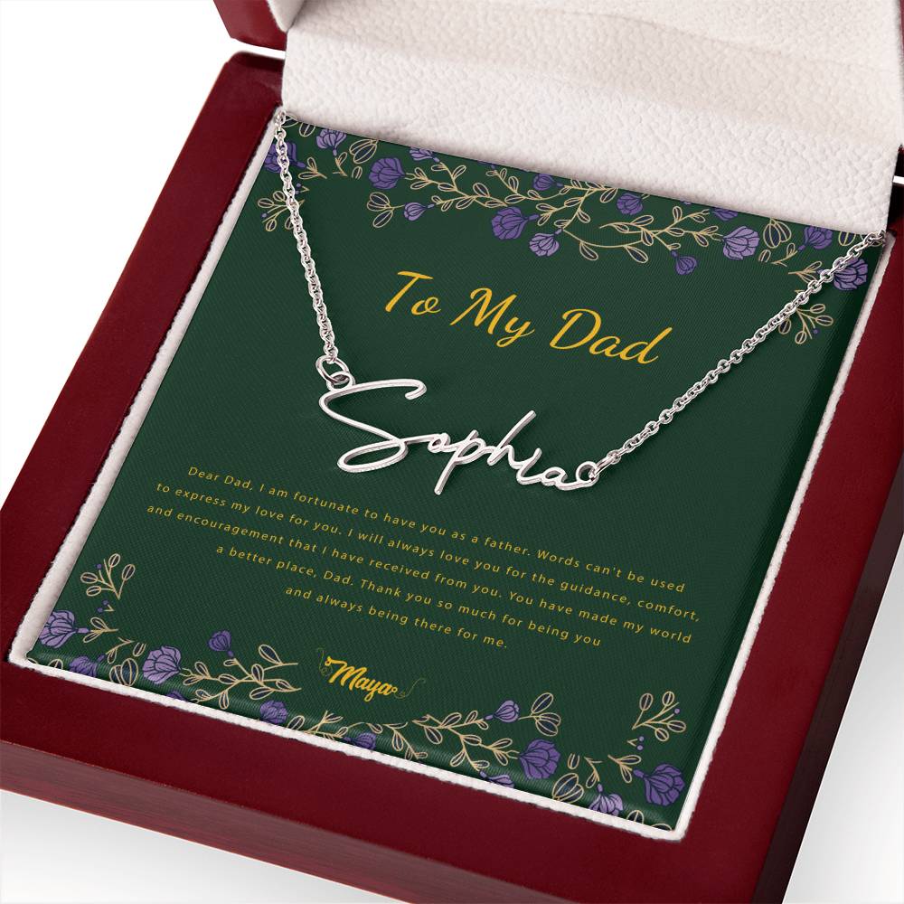 Signature Style Custom Personalized Name Pendant Necklace - To My Dad