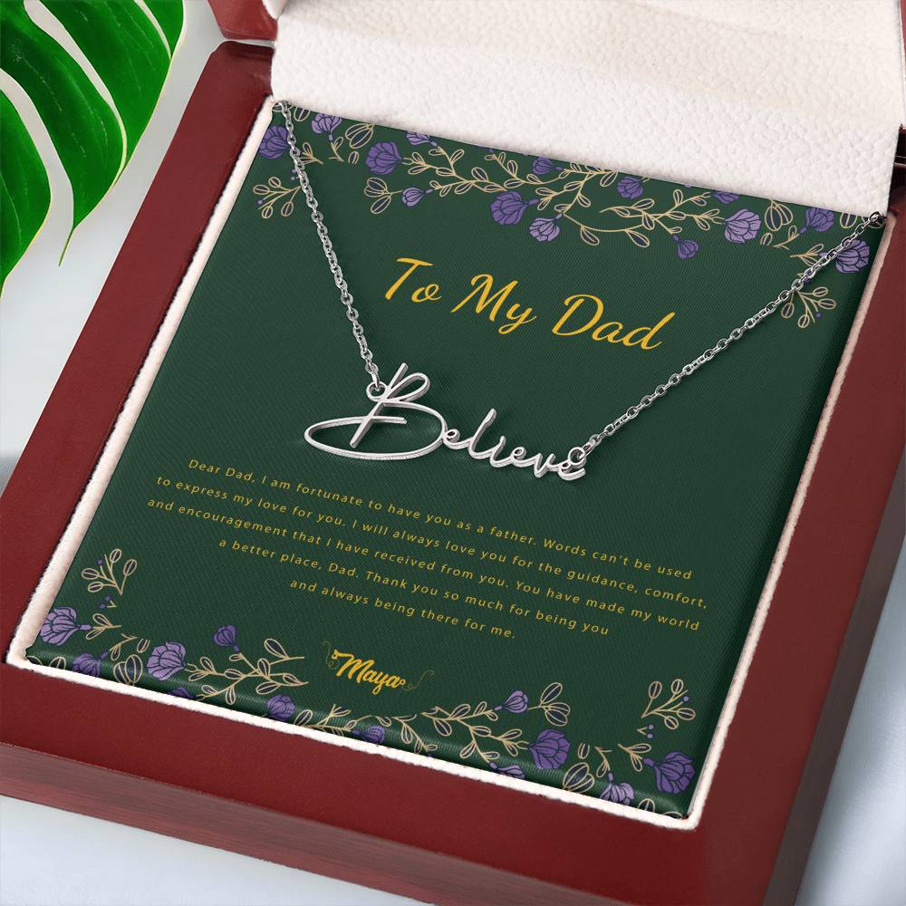 Signature Style Custom Personalized Name Pendant Necklace - To My Dad