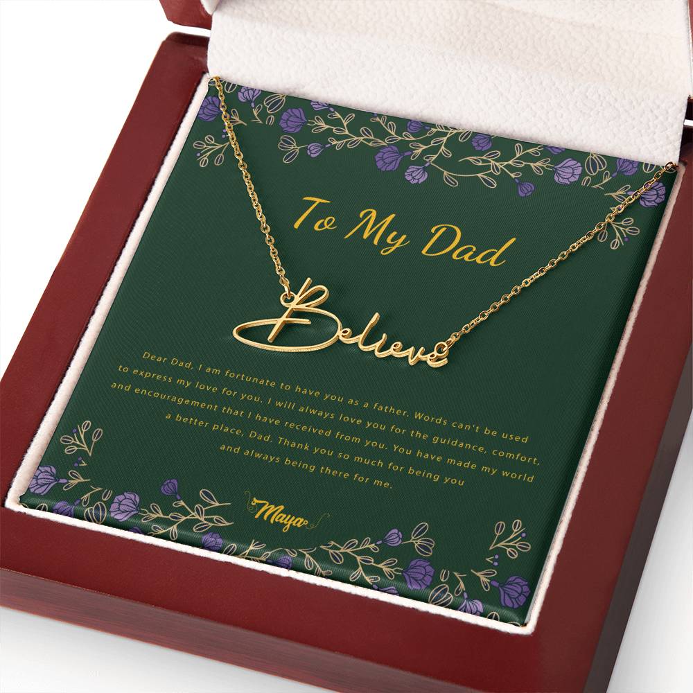 Signature Style Custom Personalized Name Pendant Necklace - To My Dad