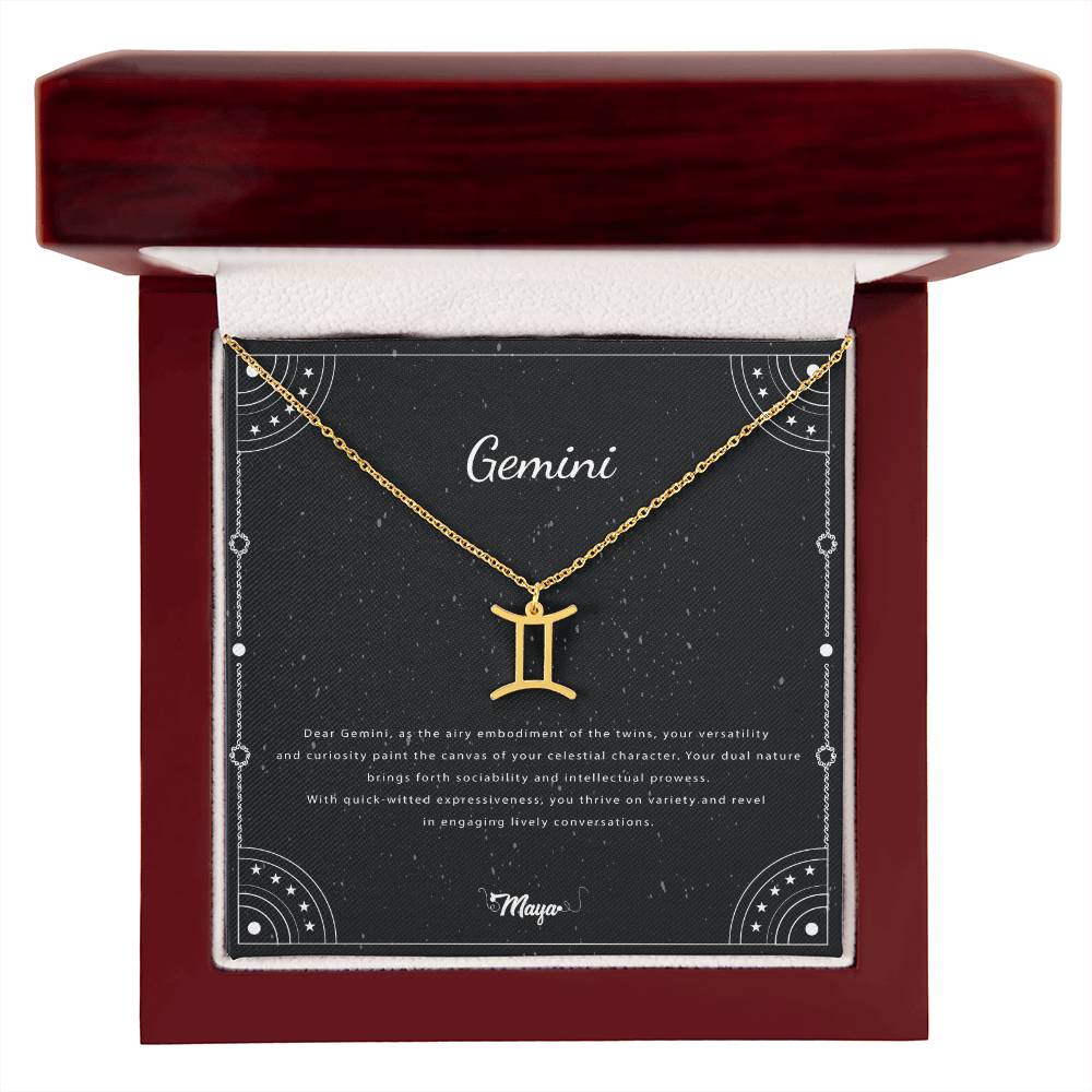 Gemini Zodiac Necklace With Astrological Sign Pendant