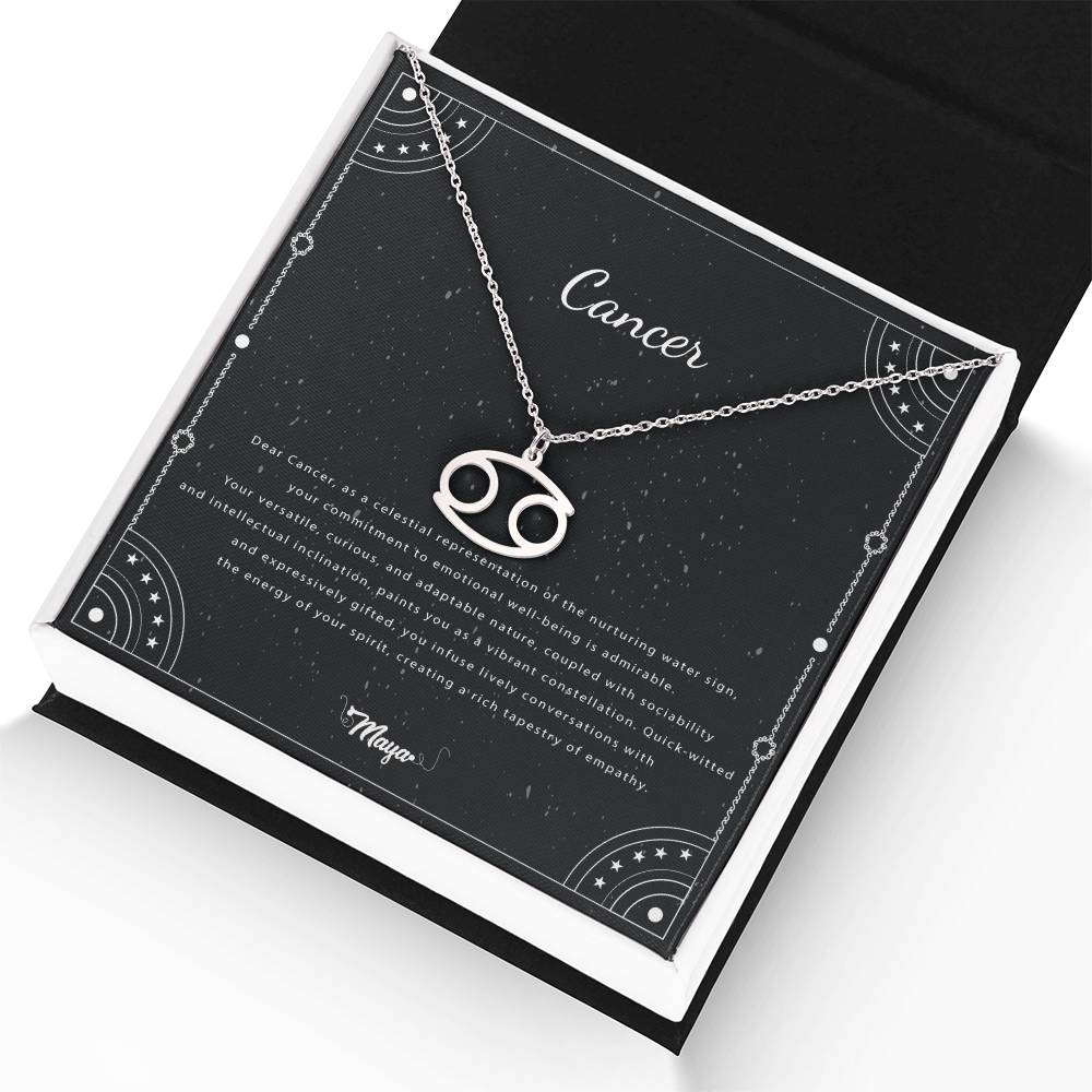 Cancer Zodiac Necklace With Astrological Sign Pendant