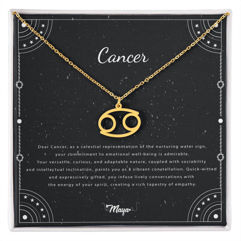 Cancer Zodiac Necklace With Astrological Sign Pendant