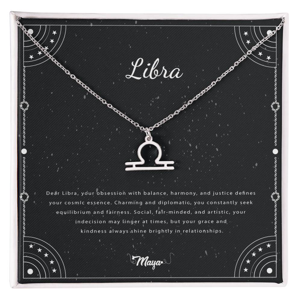 Libra Zodiac Necklace With Astrological Sign Pendant