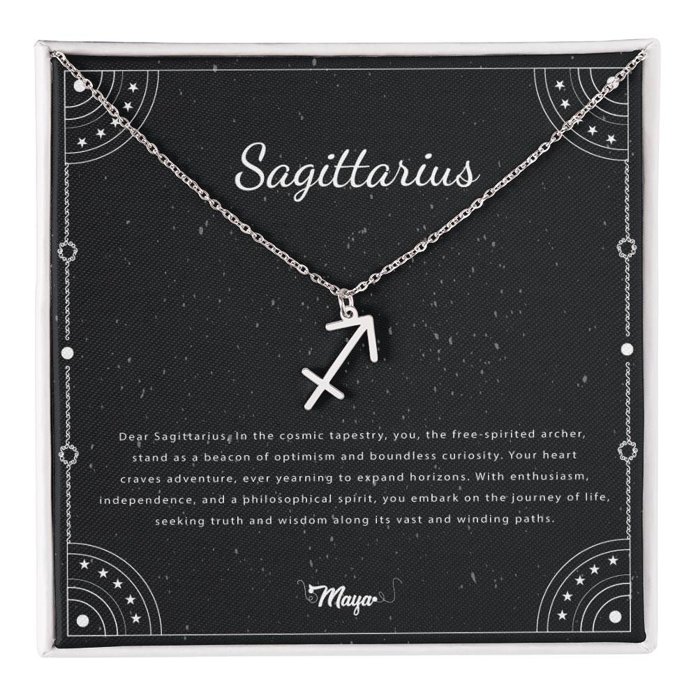 Sagittarius  Zodiac Necklace With Astrological Sign Pendant