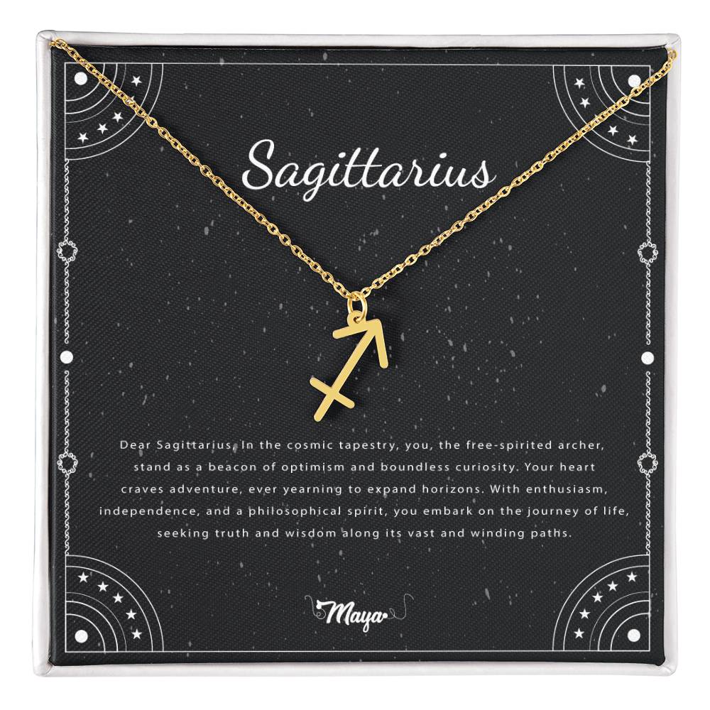 Sagittarius  Zodiac Necklace With Astrological Sign Pendant