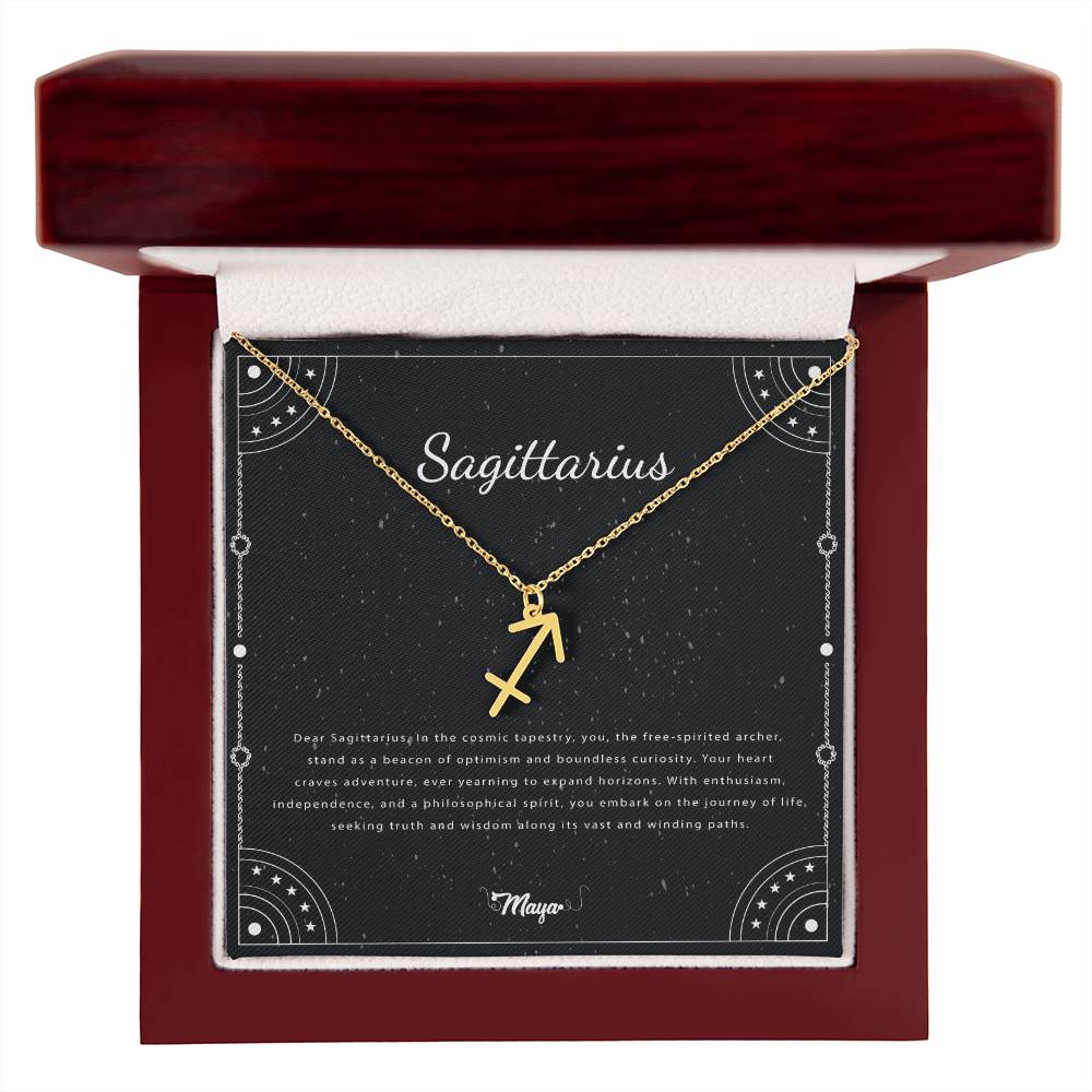 Sagittarius  Zodiac Necklace With Astrological Sign Pendant