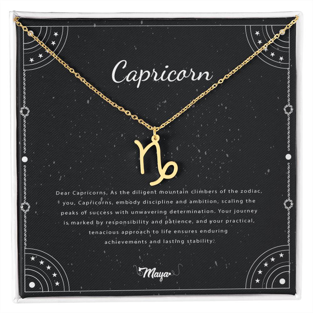 Capricorn Zodiac Necklace With Astrological Sign Pendant