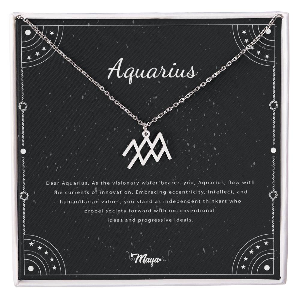 Aquarius Zodiac Necklace With Astrological Sign Pendant