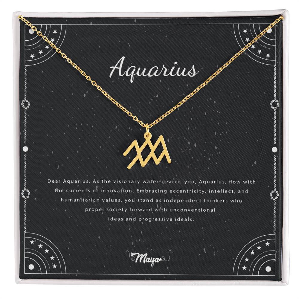 Aquarius Zodiac Necklace With Astrological Sign Pendant