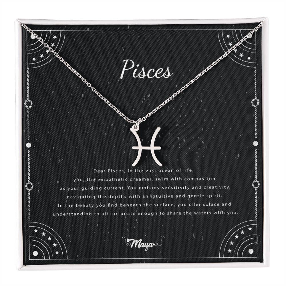 Pisces Zodiac Necklace With Astrological Sign Pendant