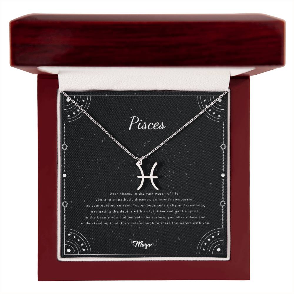 Pisces Zodiac Necklace With Astrological Sign Pendant