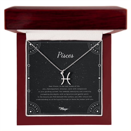 Pisces Zodiac Necklace With Astrological Sign Pendant