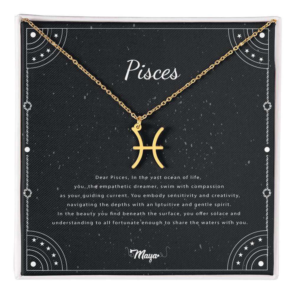 Pisces Zodiac Necklace With Astrological Sign Pendant