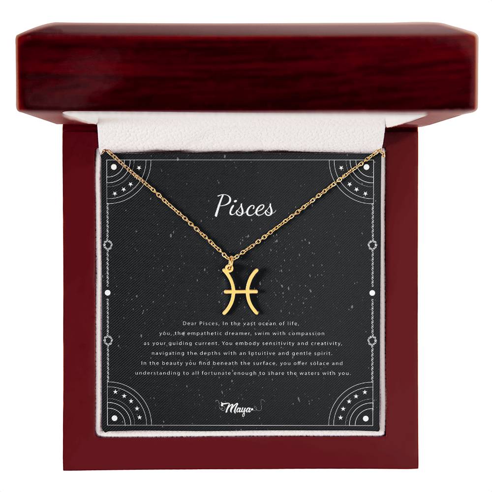 Pisces Zodiac Necklace With Astrological Sign Pendant